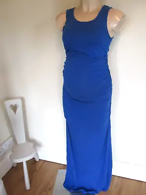 Isabella Oliver Maternity Cobalt Blue Ruched Sleeveless Maxi Dress Size 1 Uk 10 • £9.99