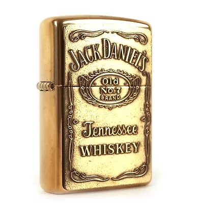 Zippo Windproof Lighter JACK DANIEL'S WHISKY High Polish Brass BNIB FREE POST • £49.40