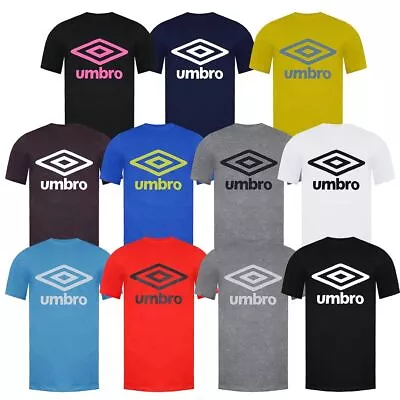 Umbro Short Sleeve Crew Neck Mens Large Logo T-Shirt 65352U • £13.49