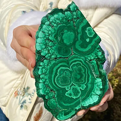 447G  Natural Green Malachite Crystal Block Polished Quartz Pattern Specimen • $0.99