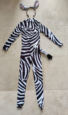 £7.99 • Buy Children's Long Sleeve Zebra Dance Catsuit With Tail And Ears Age 7-8