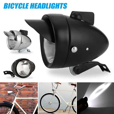 Vintage Bicycle Bike Front Head Light Flashlight Lamp LED Headlamp With Bracket • $23.42