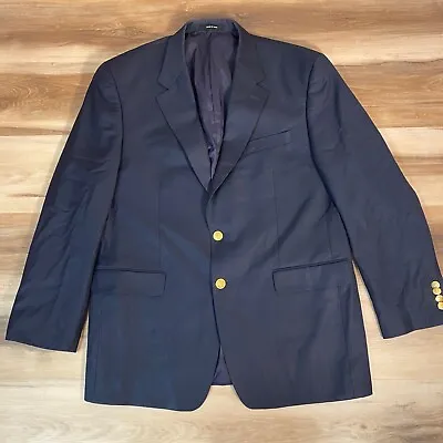 Lauren Ralph Lauren Blazer Mens 42R Wool Navy Blue Jacket Gold Crest Buttons • $39.97