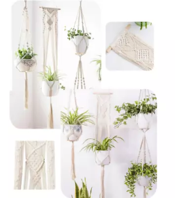 Garden Plant Hanger Macrame Hanging Planter Basket Rope Flower Pot Holder Decor • £3.59