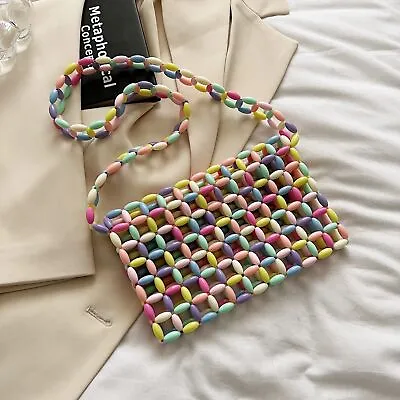 Wedding Chain Handbag Crossbody Bag Crystal Handmade Acrylic Beaded Shoulder Bag • $19.99