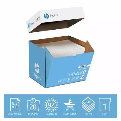 $59.03 • Buy HP Printer Paper Office 20lb, 8.5x11, Quickpack Case, 2500 Sheets, No Ream Wrap