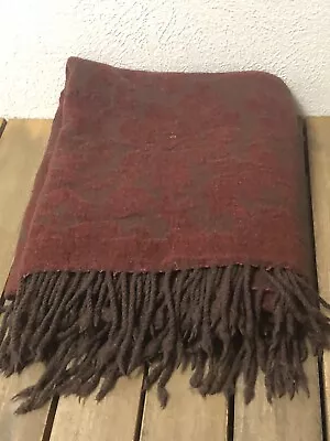 Restoration HardwareThrow Blanket Red/Brown 50x60 Rayon/Wool/Cott Blend Textured • $65