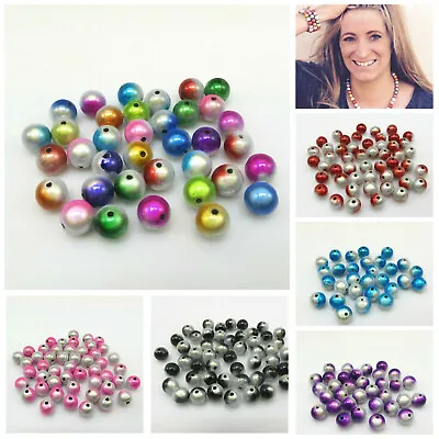 20 10mm Two Tone 3d Illusion Miracle Round Acrylic Beads For Jewellery Making  • £1.99