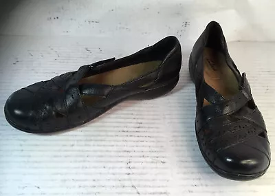 Clarks Bendables Ashland Rivers Black Leather Flat Shoes 65064 Women's 7.5M EUC • $33.99