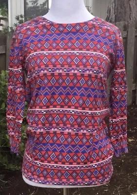 J. Crew Womens Charley Geometric Stripes Sweater Top Shirt Sz XS Red White Blue • $14.99