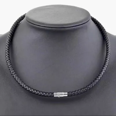 7mm Men's Braided Cord Magnetic Stainless Steel Leather Necklace 18'' 22''30'' • £6.99