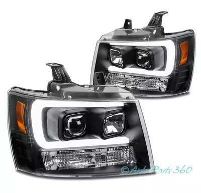 For 07-14 Chevy Suburban Tahoe Switchback LED Tube Projector Headlights Black • $299.95