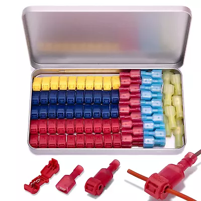 100 T-Tap Wire Connectors Splice Self-Stripping Terminals Nylon Insulated Kit • $12.99