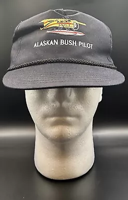 Vintage Black Alaska Bush Pilot Snapback Baseball Cap Hat EUC • $19