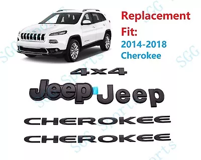 5pcs Jeep Cherokee 4x4 Front Rear Door Matte Black Replacement Emblem 2014-2018 • $107.80