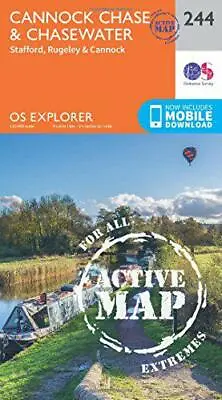 OS Explorer Map Active (244) Cannock Chase (OS Explorer Active Map) By Ordnance  • £13.99