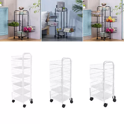 360° Kitchen Rotating Storage Trolley Cart Utility Vegetable Mobile Shelf Rack • £25.95