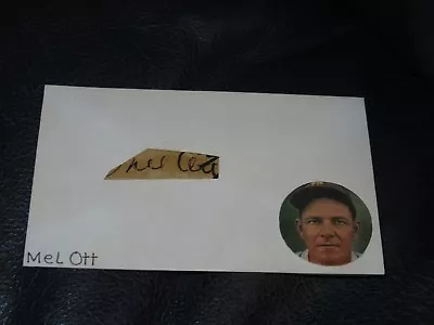 Mel Ott Autographed Cut On Index Card • $465.18