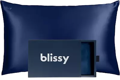 BLISSY 100% Mulberry Silk- 22 MOMME - King - Blue  Pillowcase • $74.99