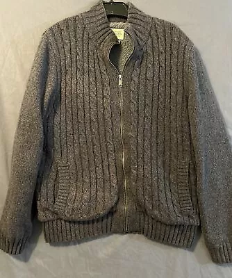 Boston Trader Cardigan Men's SZ. Med. Grey Sherpa Lined Cable Knit Sw • $27.95