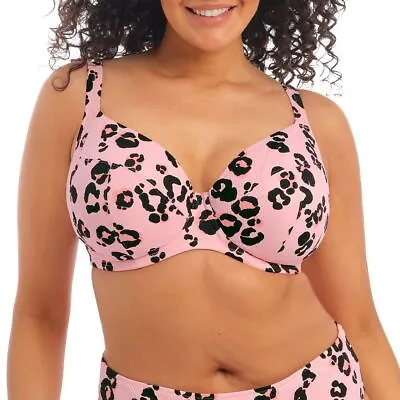 Elomi Swimwear Kambuku Underwired Plunge Bikini Top Pink 800202 • £22.95