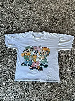 Vintage 90s Looney Tunes TLC Parody Bugs Bunny Taz T-Shirt Size Large • $165