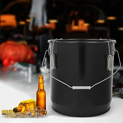 6 Gallon Fryer Grease Bucket With Lid 22.71L Oil Filtering Steel Container Black • $88.35