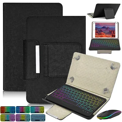 For Universal Android Tablet PC 10  10.1  11  Backlit Keyboard Mouse Case Cover • £23.99