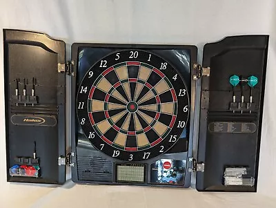 Vintage Halex 8 Player Electronic Dart Board W/ Cabinet TOURNAMENT GAMES WORKS! • $69.66