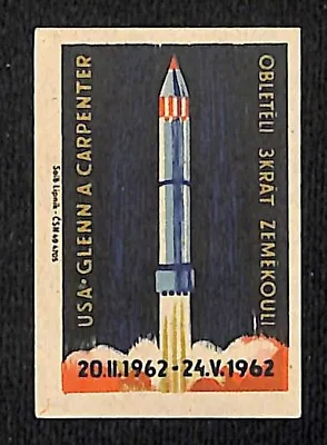 Vintage USSR Space Matchbox Label USA Glenn Carpenter Around Globe 3X C1960's • $7.99