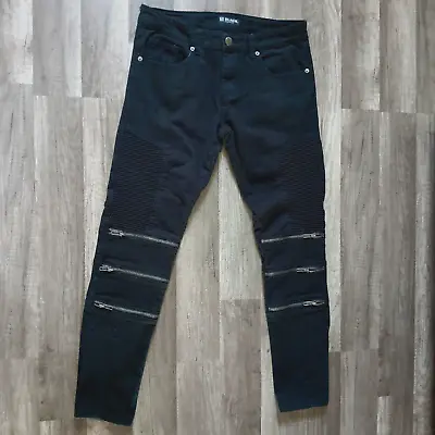 CJ Black Premium Jeans Mens 30x30 (Actual 30x28) Black Skinny Flex Zip Goth Punk • $19.95