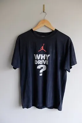Vintage Air Jordan ‘Why Drive?’ T-shirt | M | Black 90s Y2k • £50