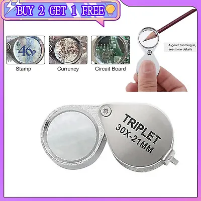 Pocket Jewelry Loupe 30x 21mm Diamond Eye Magnifying Glass Magnifier Tools • £3.30