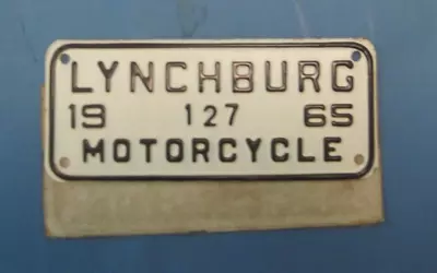 $24.99 • Buy 1965 Lynchburg VA Motorcycle License Plate Excellent Condition