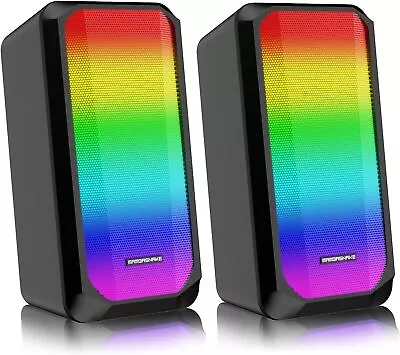 MAMBASNAKE-CS356 Computer PC Speakers Stereo 2.0 Wired Gaming RGB Speakers • $34.99