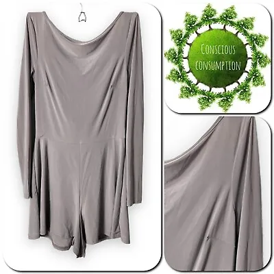 Boohoo Women’s Playsuit Size 10 Long Sleeve Grey Long Sleeve Open Back New • £3.90