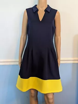 VINCE CAMUTO Sleeveless Blue & Yellow Colorblock Dress Size 10 • $7.99