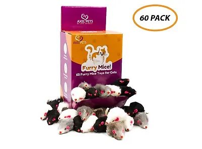 60 Furry Mice With Catnip & Rattle Sound Made Of Real Rabbit Fur Cat Toy Mouse • $35.99