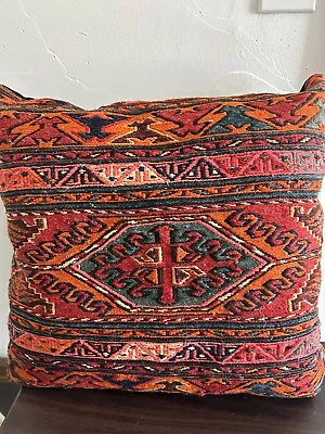Vintage Kilim Pillow Vibrant Colors 18x18” Textured • $76