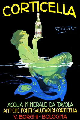 Italy Bologna Sparkling Water Corticella Mermaid Siren Fine Vintage Poster Repro • $10.96