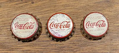 LOT: 3 Vintage Coca-Cola CORK Soda Pop Bottle Caps - Reg. U.S. Pat. Off. 6 OZS. • $6.99