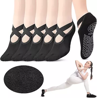 6 Pairs Yoga Socks For Women Nonslip Barre Socks With Straps Ballet Dance Socks  • $36.99