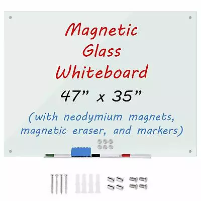 Magnetic Dry Erase Board Glass Whiteboard 4 X 3 Feet (47  X 35 ) Glassboard • $139.99