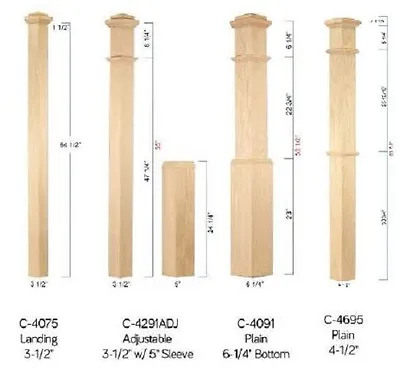 Red Oak Box Newel Posts Stair Parts 3 1/2  4 1/2  5  And 6 1/4  Large Newels • $15