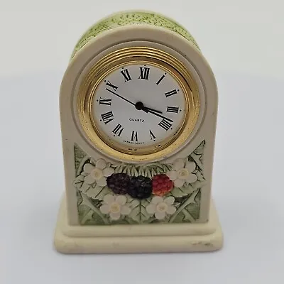 Handcast Designs Limited Miniature Mantel Clock Raspberry Vine Green & Cream • $14.95