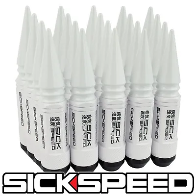 Sickspeed 20pc White Spiked Aluminum Extended 108mm 3 Pc Lug Nut 12x1.25 L12 • $119.95