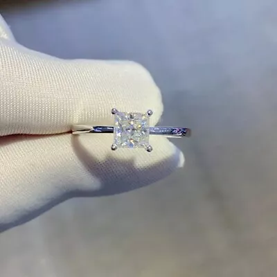 2Ct Princess Certified VVS1 Moissanite 14k White Gold Plated Engagement Ring • $138.92