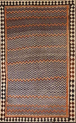 Vintage Chevron Gabbeh Tribal Area Rug 4'x7' Wool Hand-knotted Nomadic Carpet • $607.88