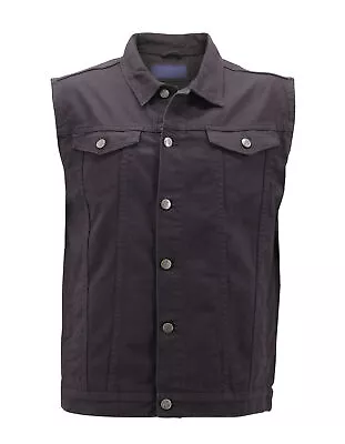 Men's Classic Button Up Casual Cotton Stretch Denim Biker Jean Jacket Vest • $34.60