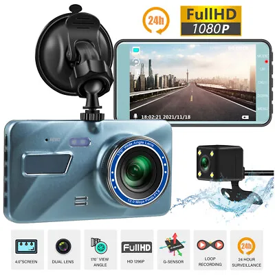 $42.59 • Buy Car Dash Camera Cam 1080P FHD 4  LCD Video DVR Recorder Dual Camera Night Vision